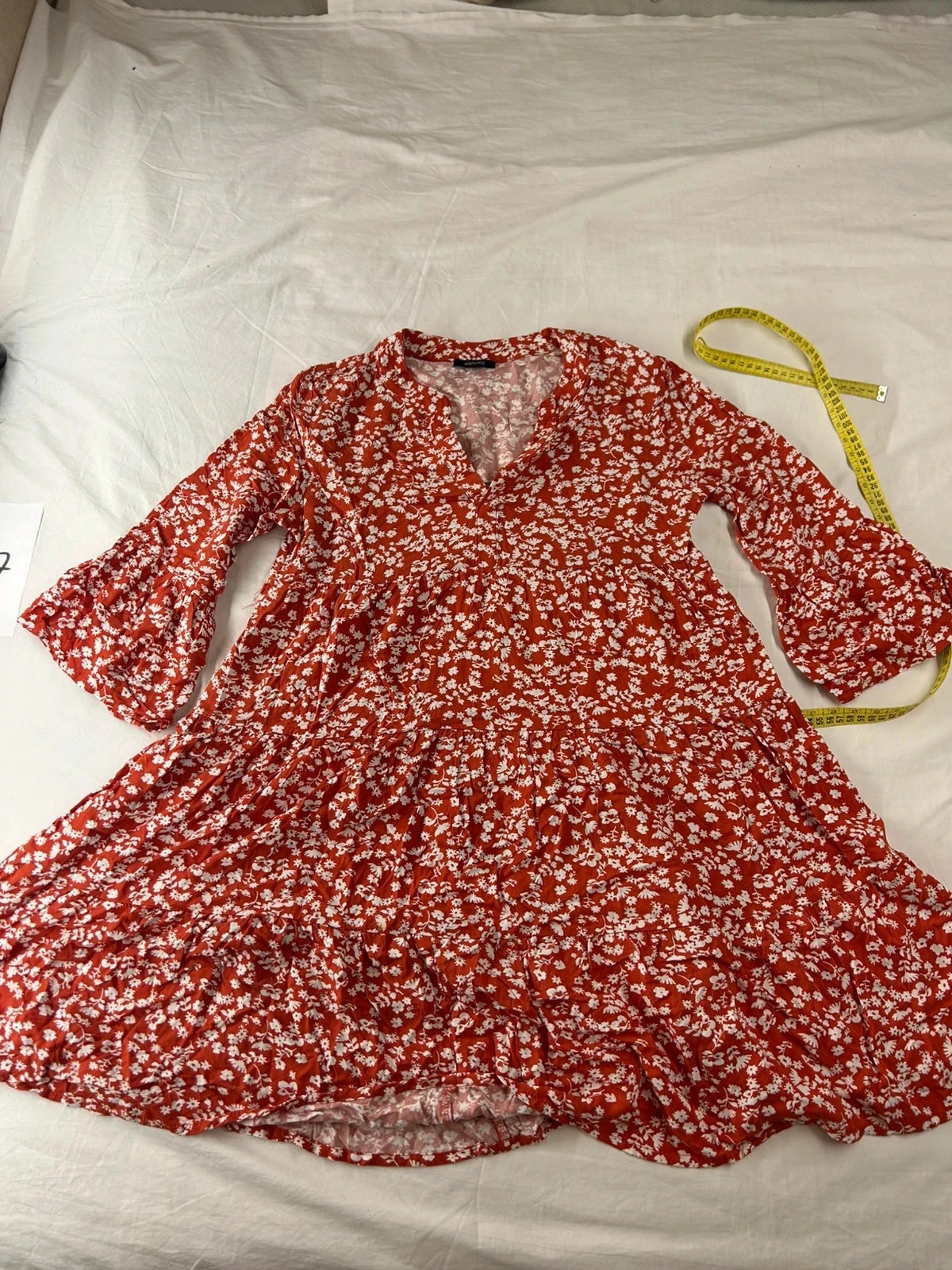 Robe longue rouge à motifs blanc esmara